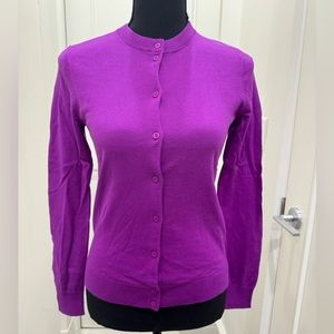 New with tags J Crew Caryn cardigan in 100% cotton in purple.